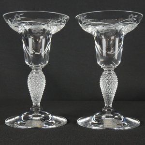 Mikasa Etched Flower Crystal Candlesticks